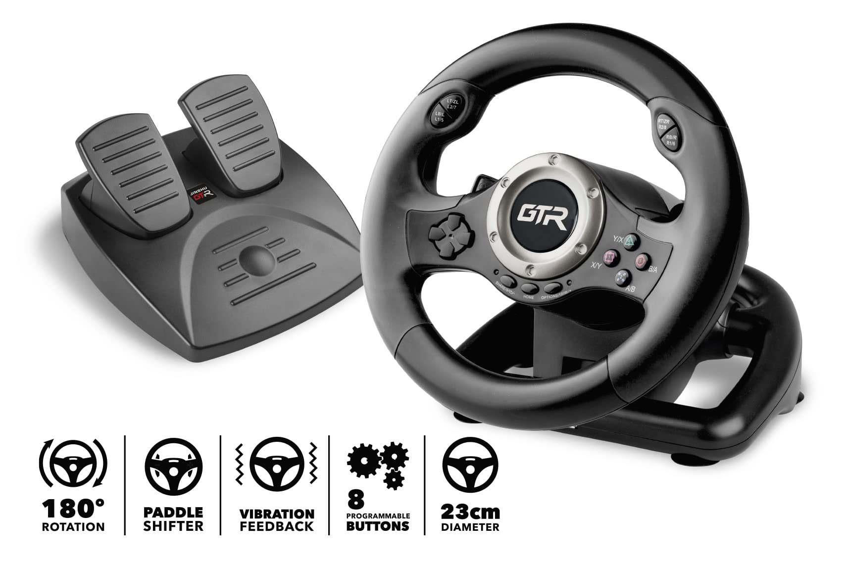 Volante Jinshu Gtr Racing Wheel Con Pedales ( PS4 - /PS3/Switch/PC) - Compatible PS5 Volante Jinshu Gtr Racing Wheel Con Pedales ( PS4 - /PS3/Switch/PC) - Compatible PS5